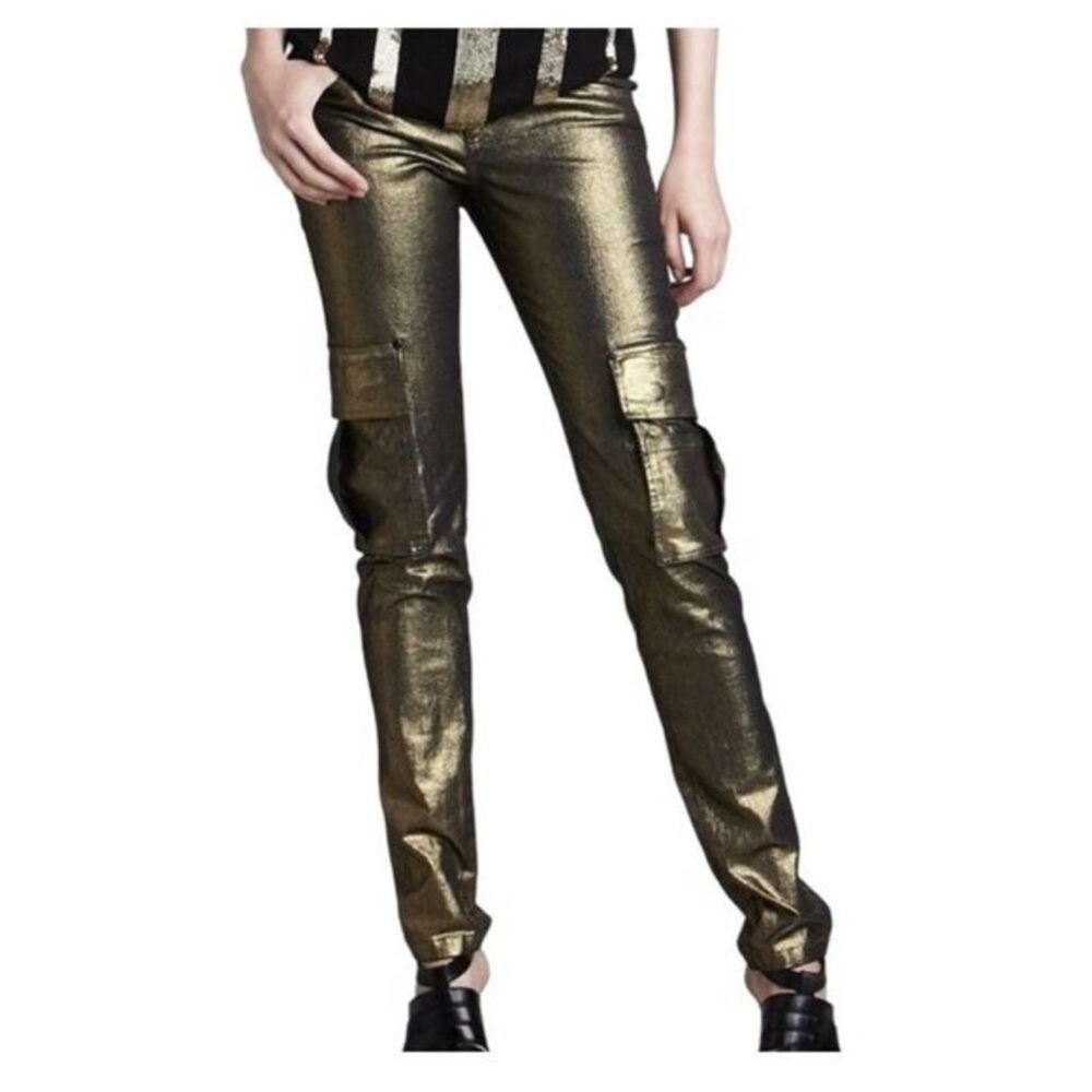 Alice + Olivia Cargo pants Gold Metallic Women Jeans